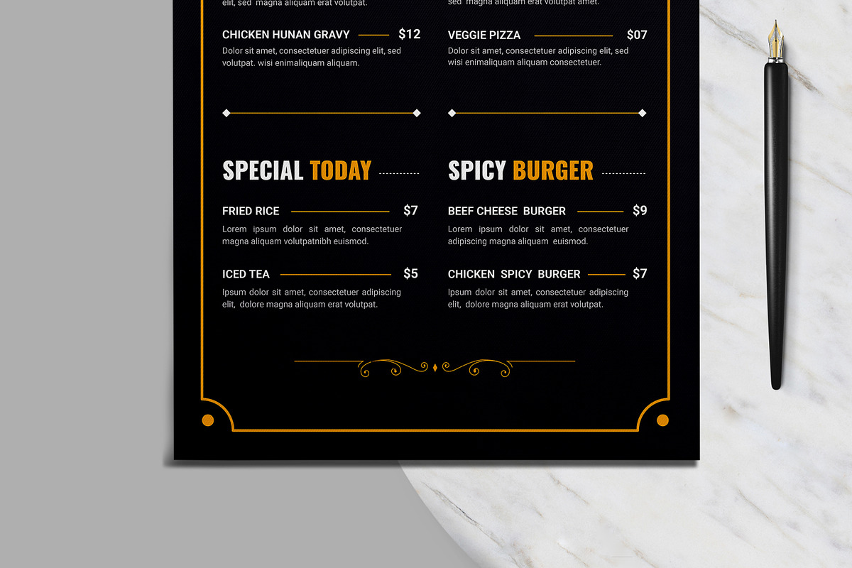 Restaurant Food Menu Layout, a Stationery Template by MightyDesign (Photo 5 of 8)