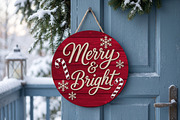 Merry & Bright Door Hanger SVG, an Object Graphic by Libby Wishes (Thumbnail 3 of 4)