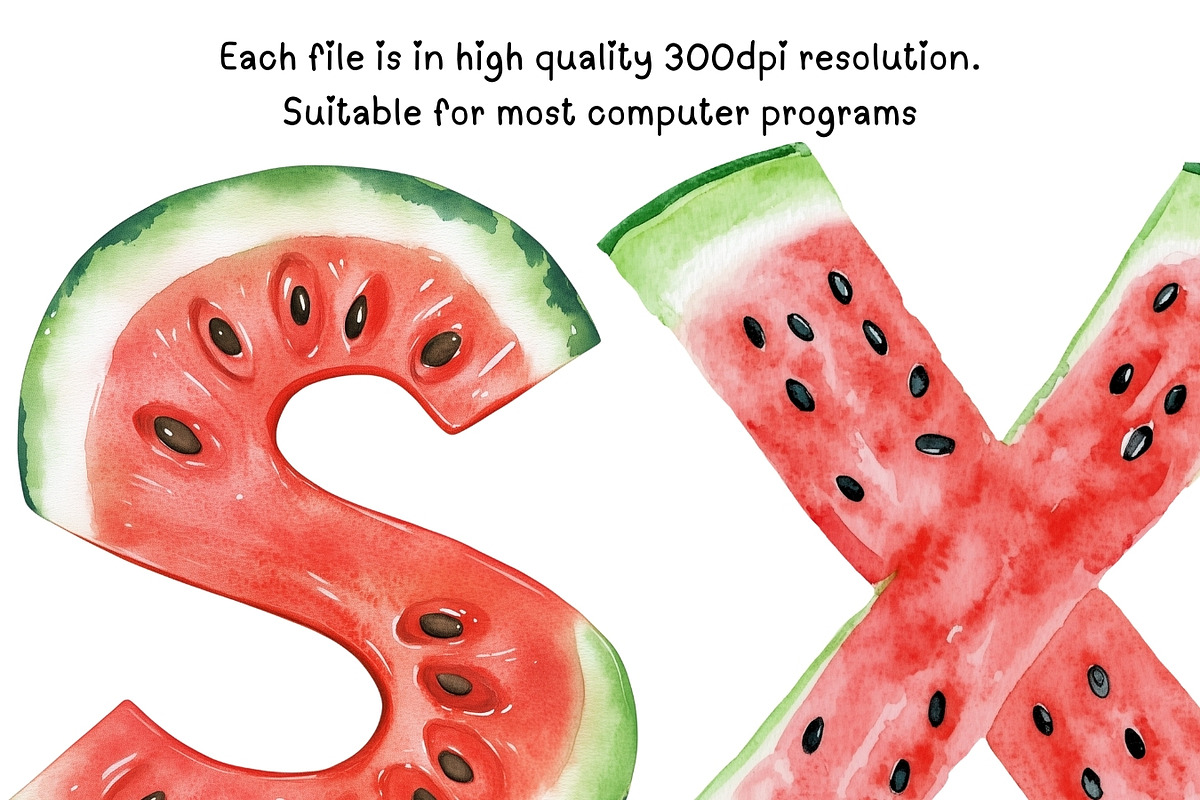 Watermelon Alphabet Clipart Bundle, an Illustration by PassionPNGcreation (Photo 3 of 5)