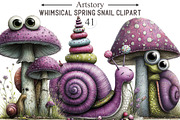 Whimsical Spring Snail Clipart, an Illustration by designcity5 (Thumbnail 1 of 5)
