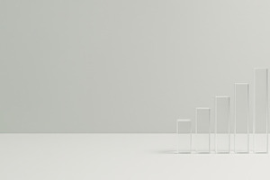 Bar graph made of transparent blocks, a Photo by Dvoevnore photos