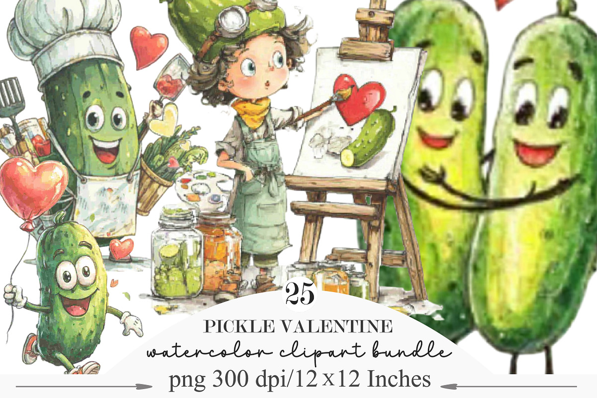 Pickle Valentine Clipart, an Illustration by Designking (Photo 1 of 5)