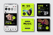 Music Social Media Posts and Stories, a Social Media Template by MightyDesign (Thumbnail 1 of 6)