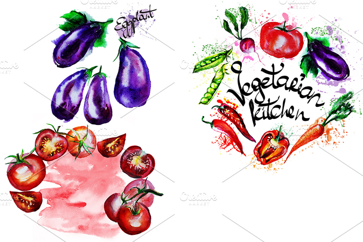 vegetarian set, a Food Illustration by art_mouse (Photo 10 of 10)