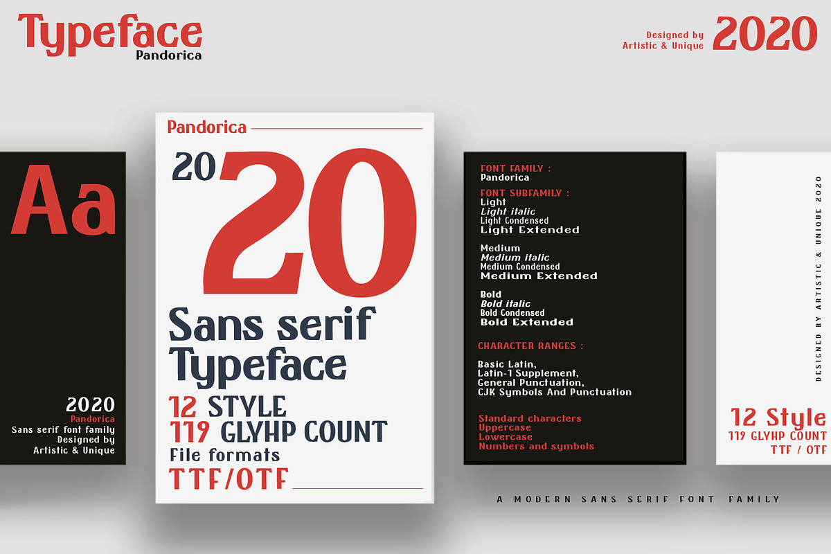 Pandorica-Sans serif font family, a Sans Serif Font by Artistic & Unique (Photo 2 of 11)