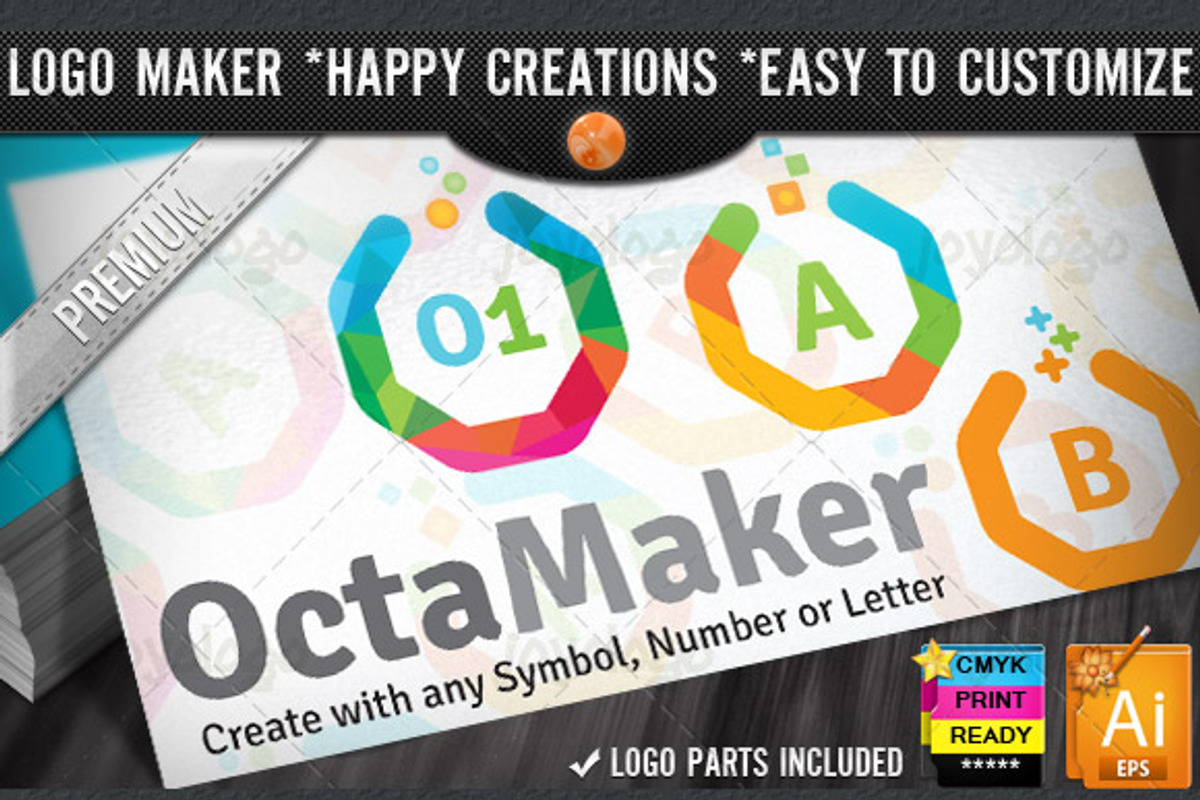 Colorful Flat Octagon Logo Maker Set, a Branding & Logo Template by joyologo (Photo 1 of 3)
