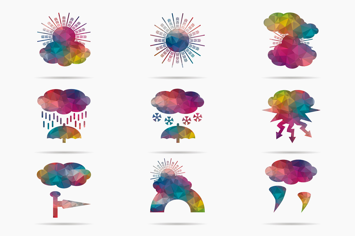 set 9 icons poly climate, an Illustration by noche
