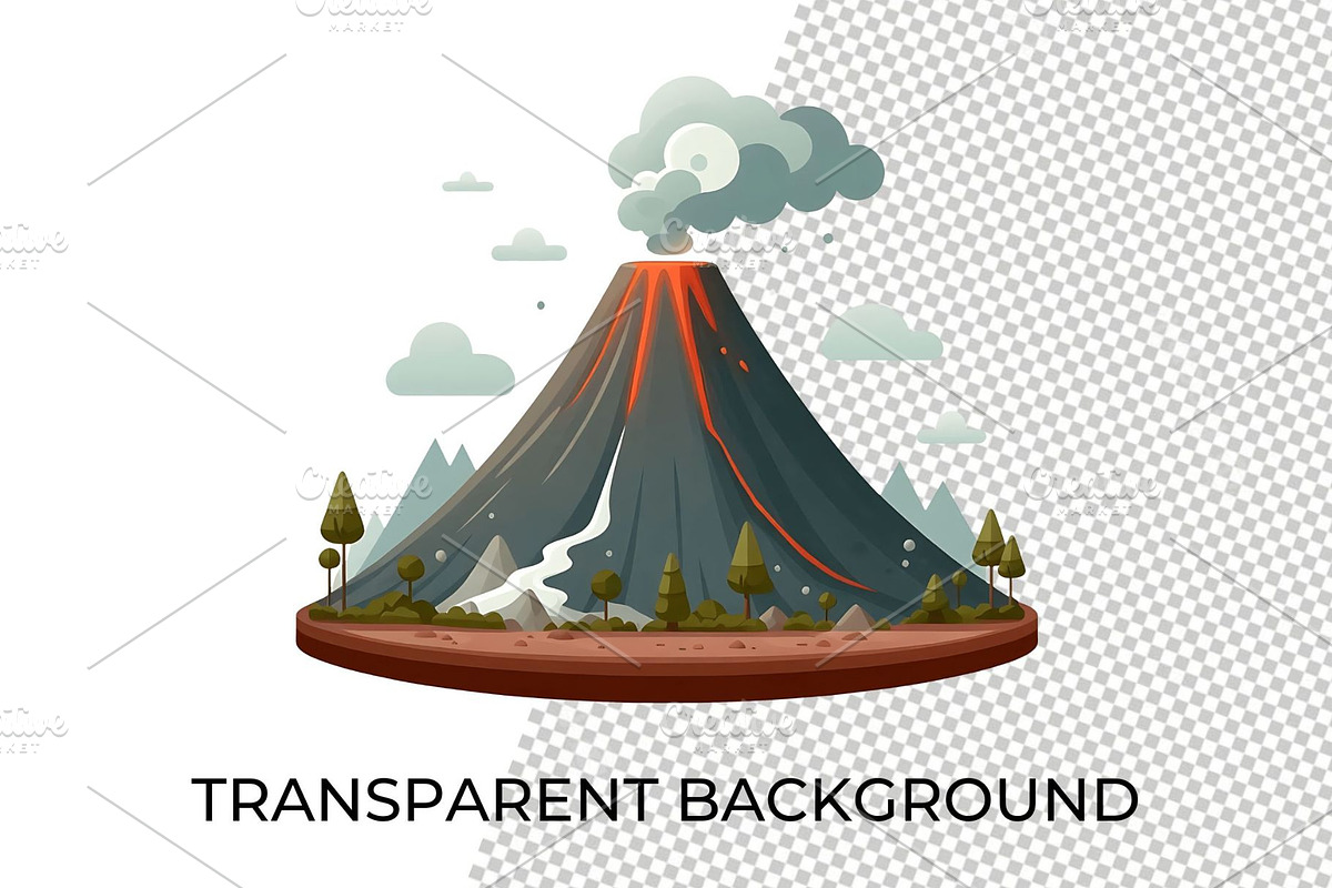 Volcano Clipart Pack PNG Graphics, an Education Illustration by QM_ART (Photo 4 of 7)