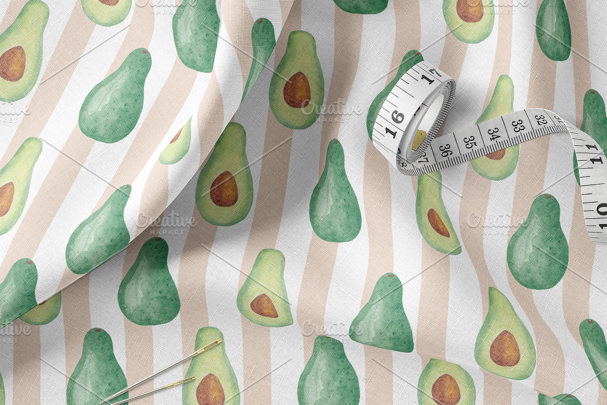 Watercolor Avocado Patterns Set, a Pattern Graphic by Oksana Dovhopol Art (Photo 8 of 11)