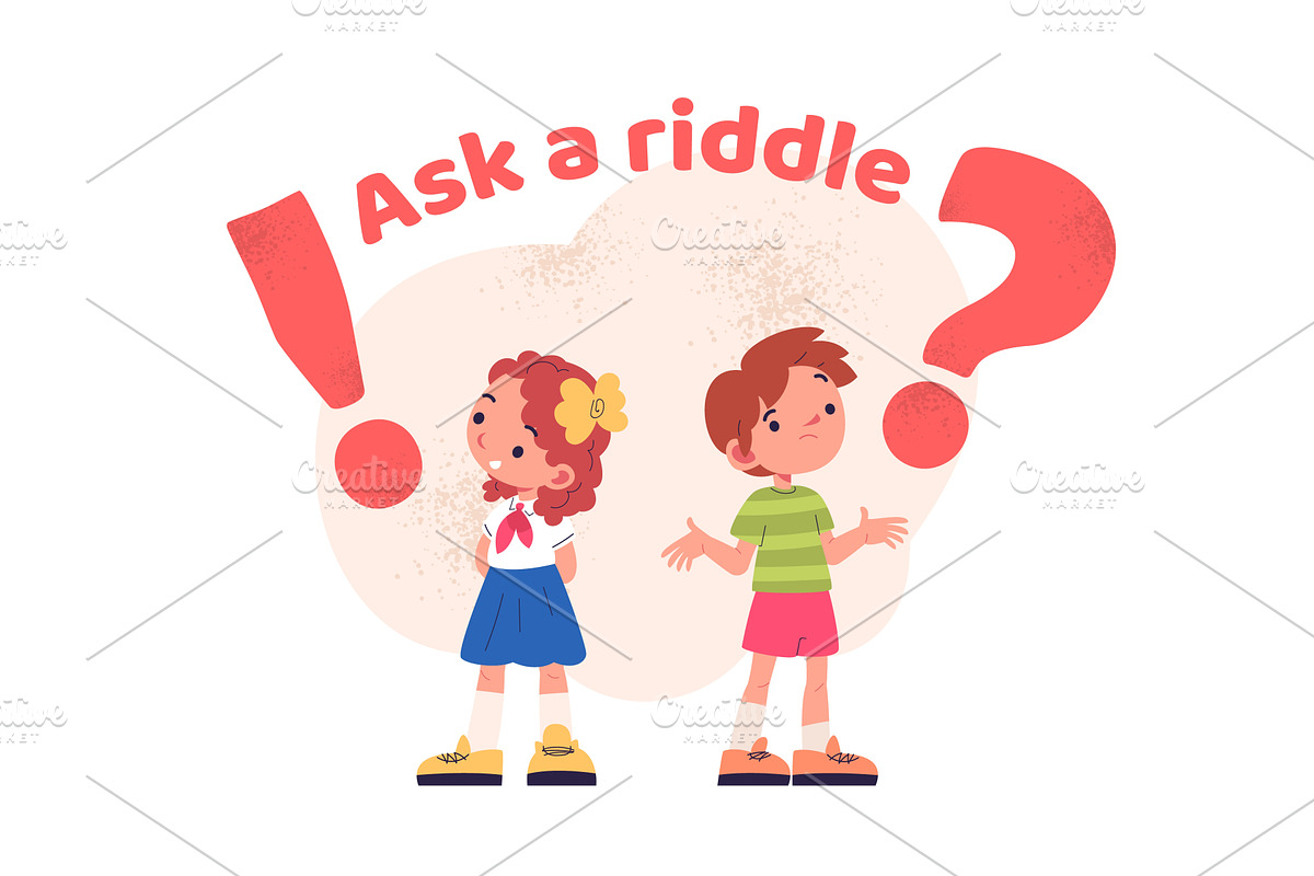 Ask riddle. Question curious kid, an Object Illustration by Stock-Smart-Start