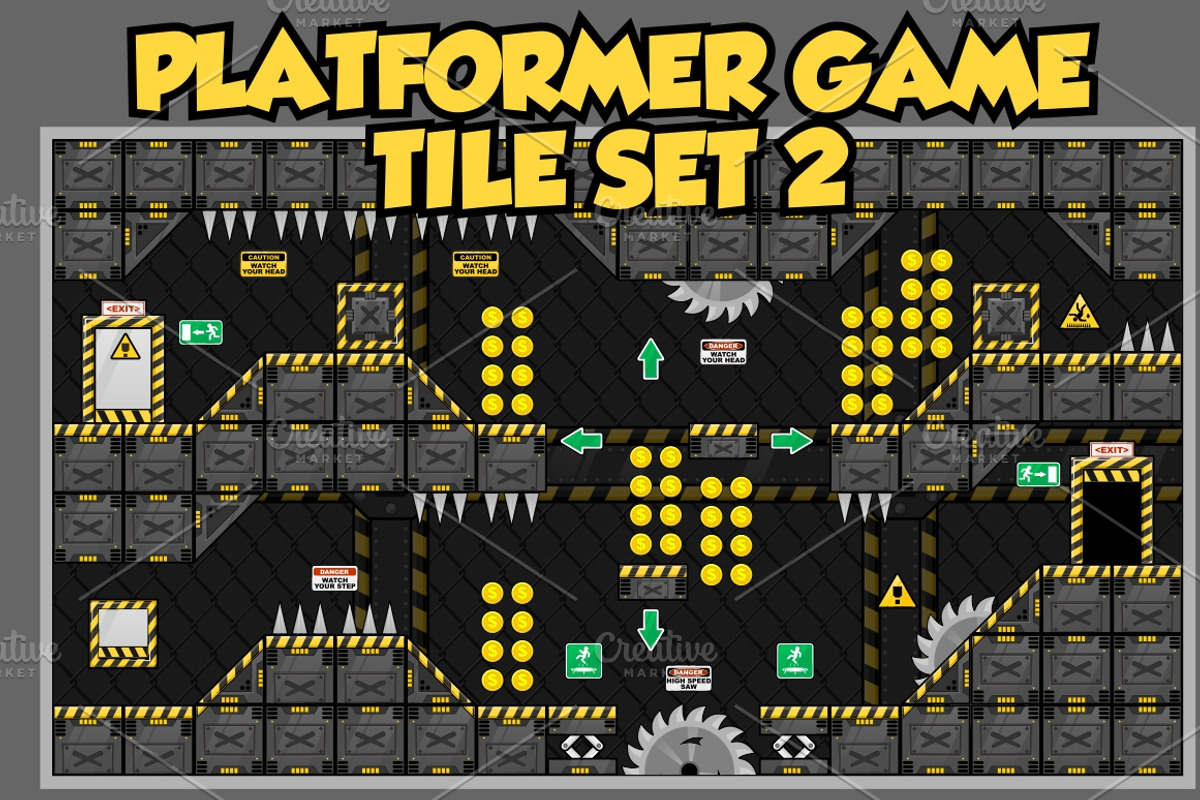 Platformer Game Tile Set 2, an Illustration by pzUH (Photo 1 of 3)