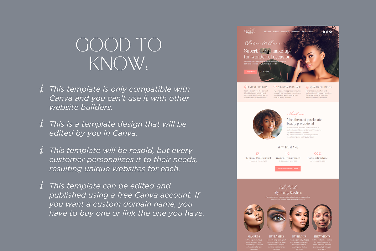 Beauty Canva Website Estheticians, a Landing Page Template by vectorocean (Photo 10 of 10)