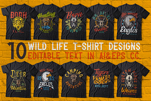 Wild Animals 10 T-shirt Designs