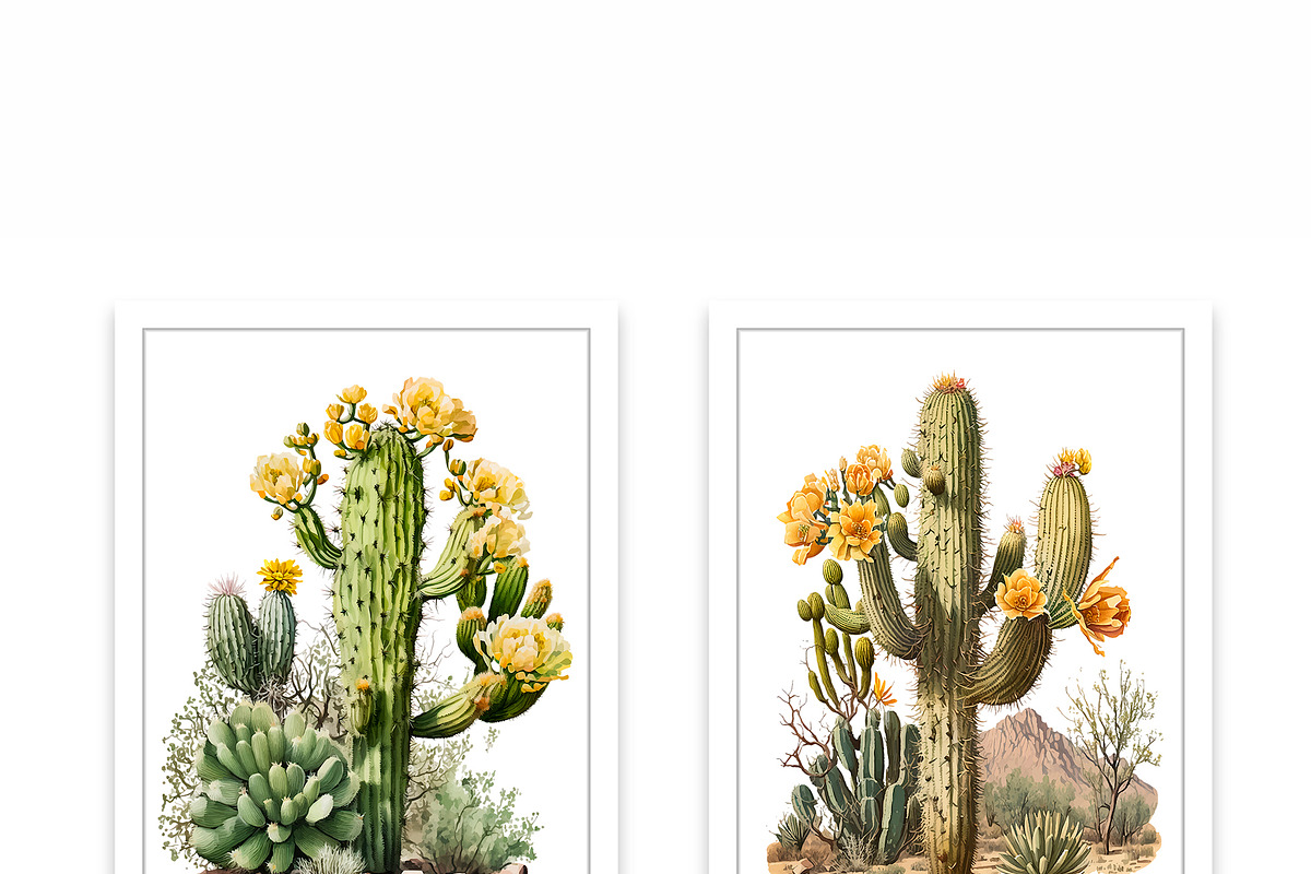 Saguaro Cactus Art, 2 Cactus Bundle, an Illustration by mollyli.ai (Photo 1 of 7)