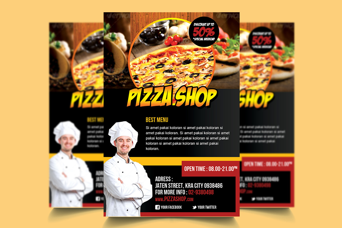 Pizza Shop Flyer Template, a Flyer Template by mesuka (Photo 2 of 2)