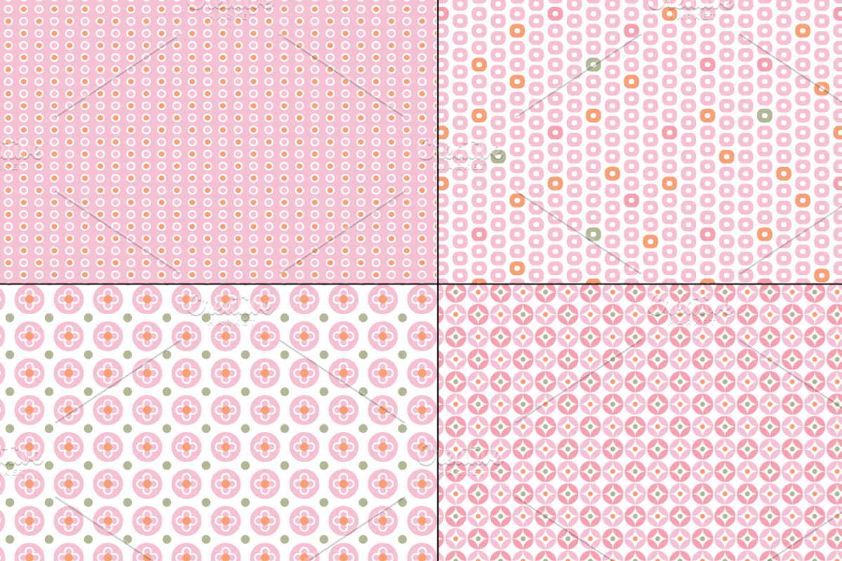 Seamless Pink & Orange Geometrics preview 4