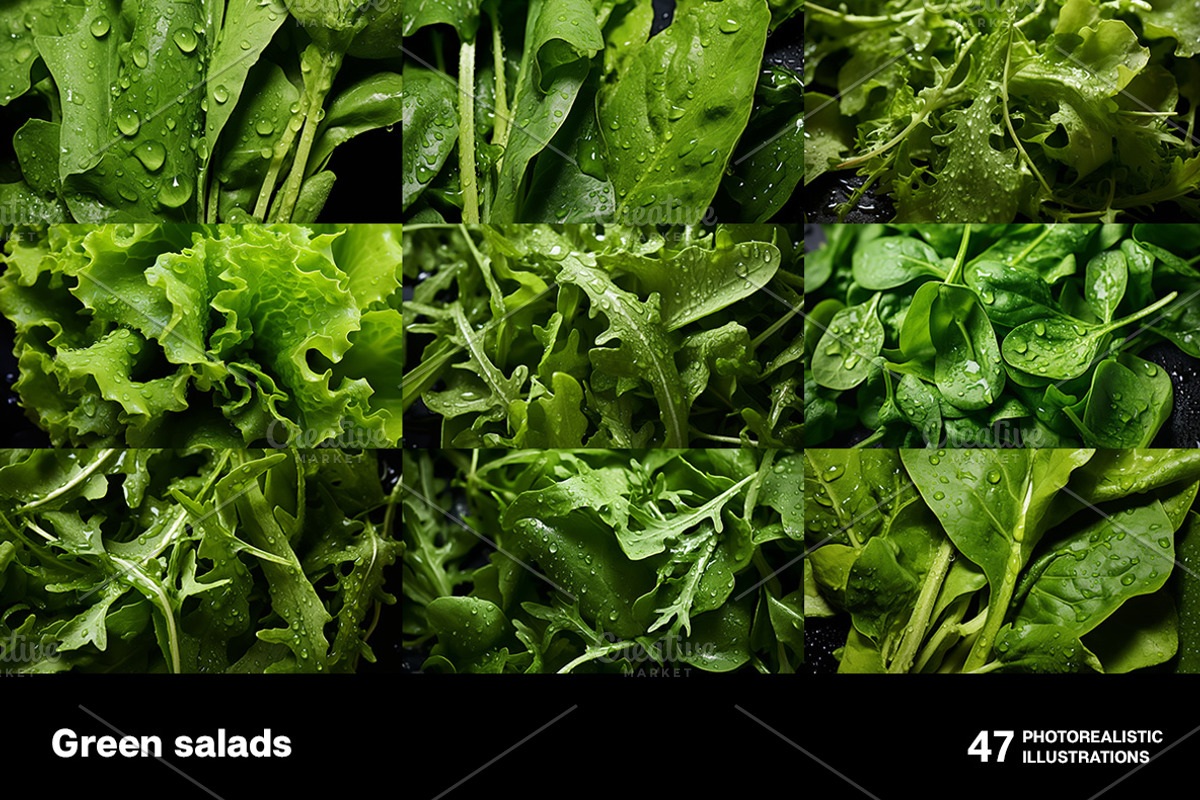 Green Salads. 47 images, a Food & Drink Photo by Handmadefont (Photo 8 of 12)