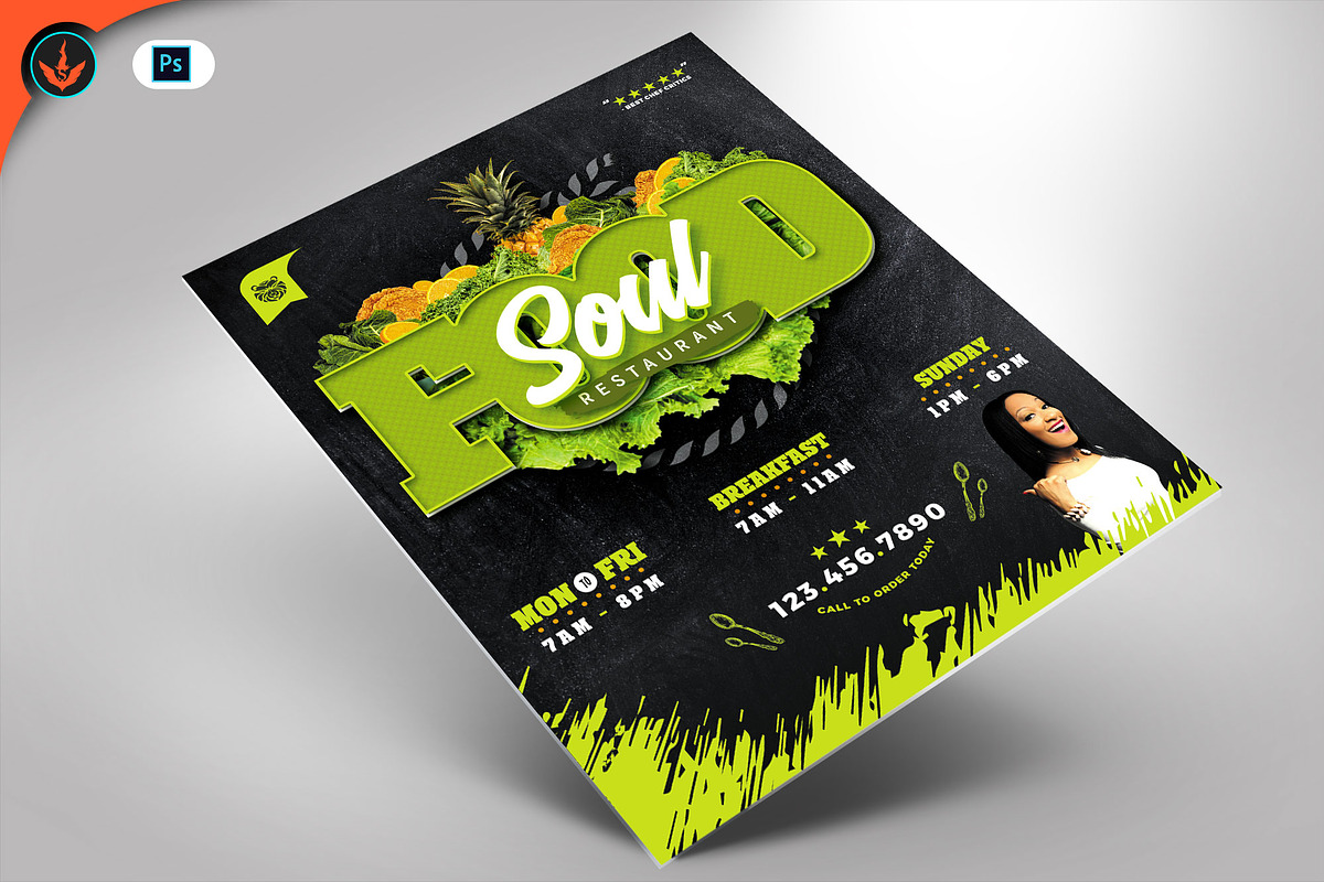 Soul Food Restaurant Menu Flyer, a Flyer Template by SeraphimChris (Photo 1 of 13)