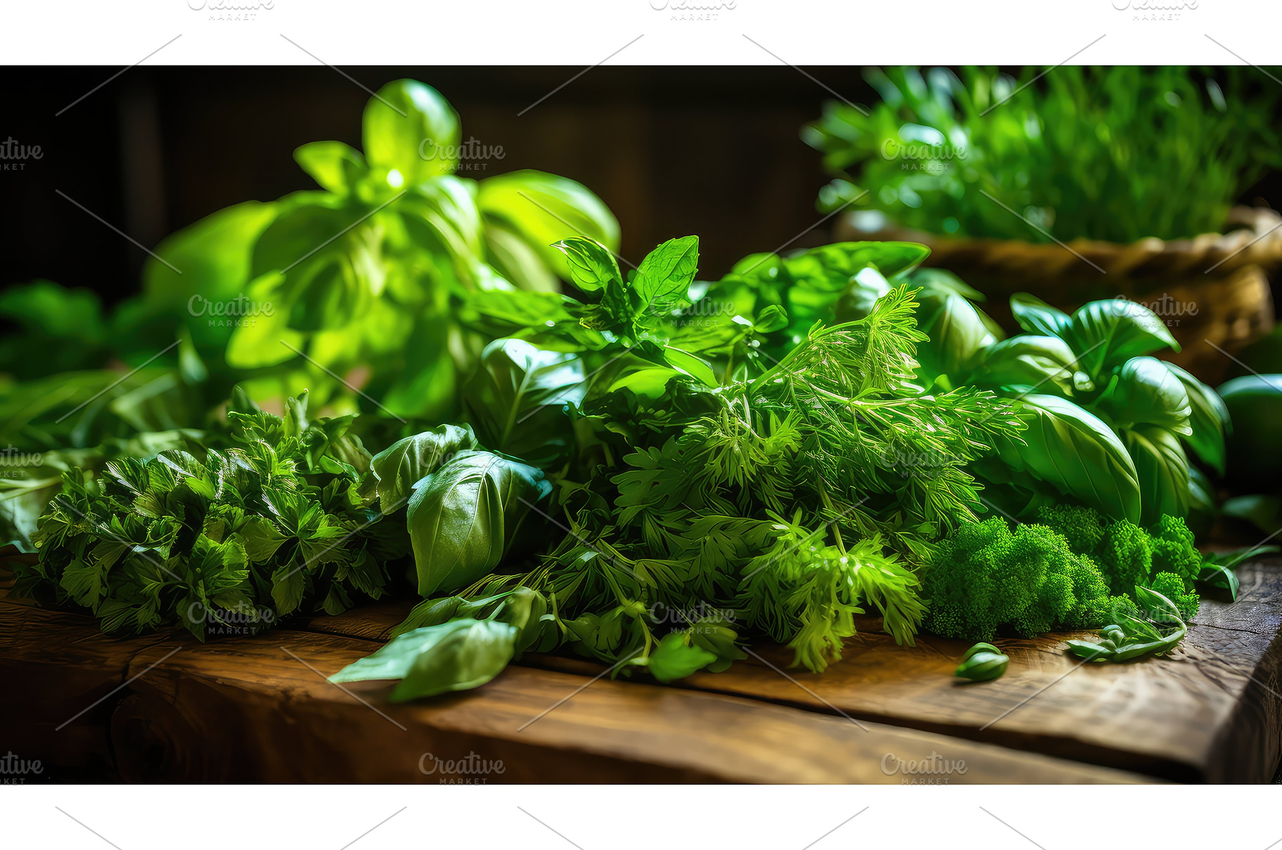 friendly green food background ai, a Food & Drink Photo by pikepicture