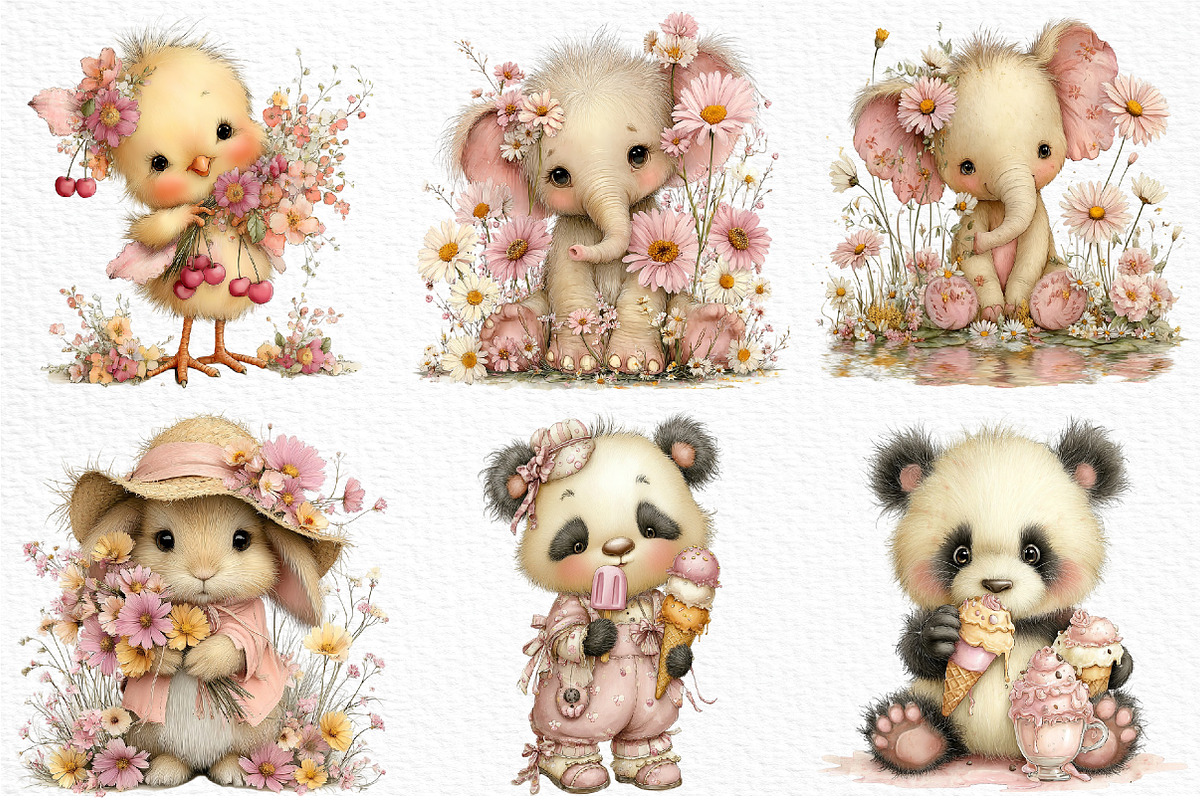 Whimsical Summer nursery Animals PNG, an Illustration by Craft Nest (Photo 4 of 12)