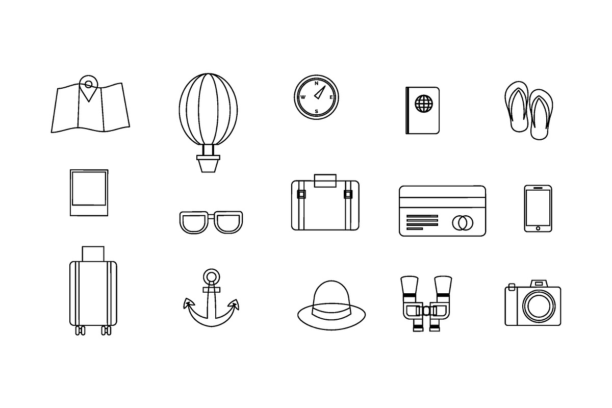 travel elements icons outline set, an Outline Icon by nicollr's store (Photo 1 of 3)