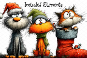Christmas Funny Cat Clipart, an Animal Illustration by cherrydesign (Thumbnail 2 of 4)