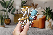 Set of wooden chair sticker design, a Graphic by Allmostudio (Thumbnail 3 of 4)