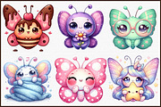 Kawaii Butterfly Clipart Bundle, an Illustration by Sublimation Artist (Thumbnail 3 of 6)