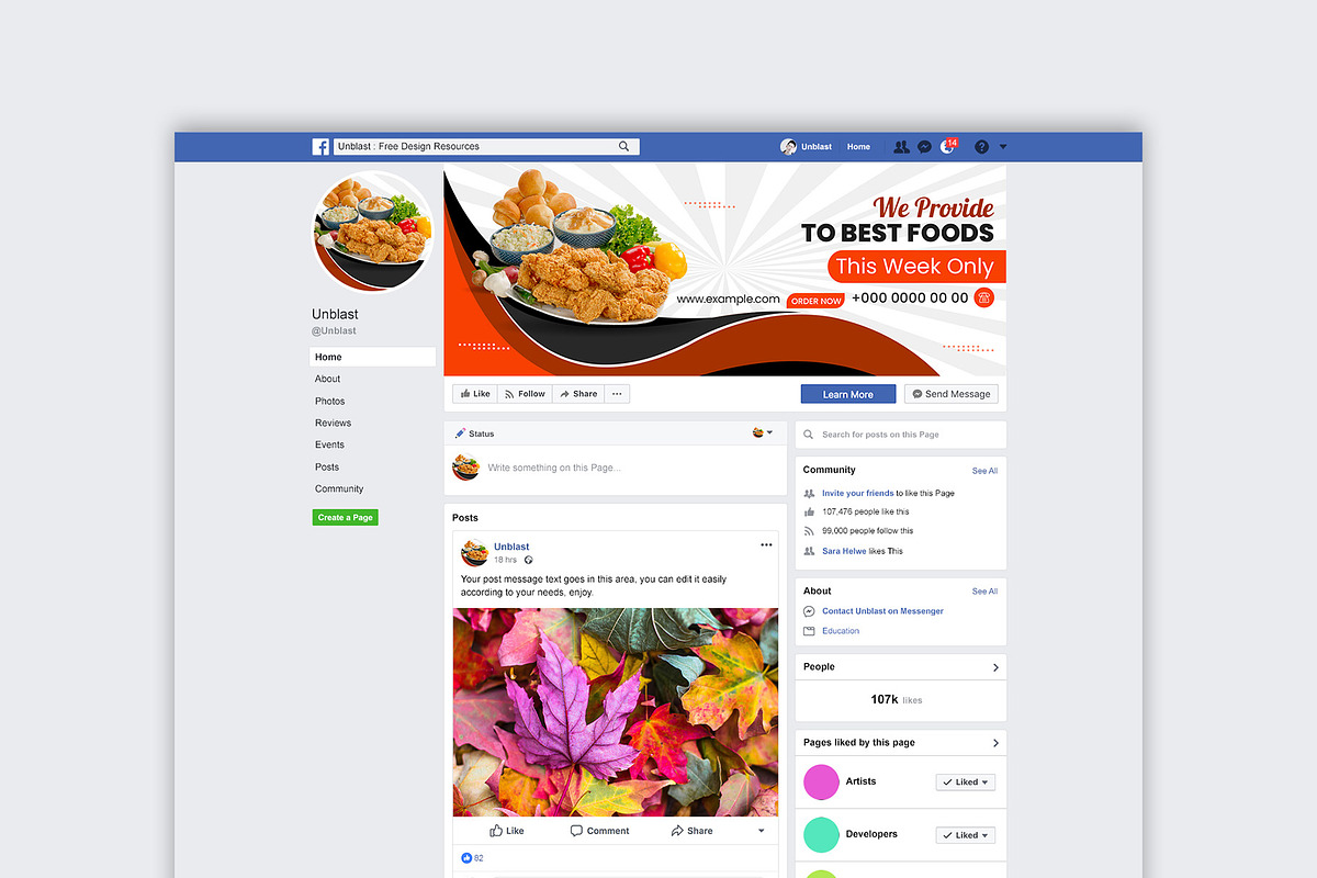 Food Facebook Cover Bundle, a Marketing Template by Photoshop Action (Photo 6 of 13)
