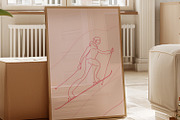 Ski Girl Pink Wall Art - Minimal Art, an Illustration by RossiGalleria (Thumbnail 2 of 2)