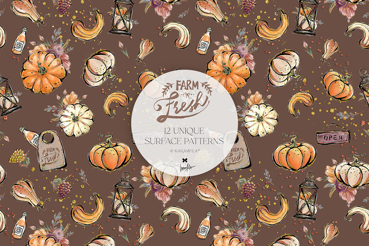 Fall Farm Market Seamless Patterns, a Pattern Graphic by KaramfilaS (Photo 15 of 17)