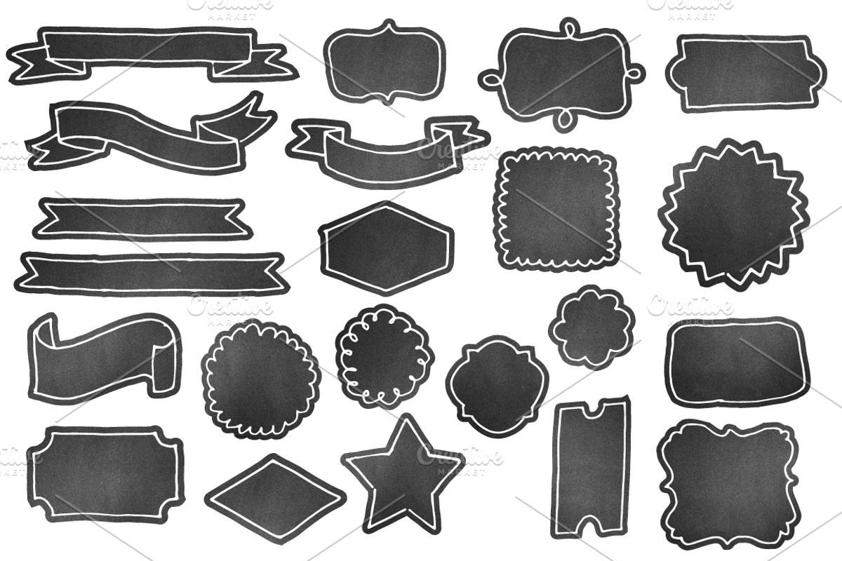 Hand-Drawn Chalkboard Labels/Frames, an Object Graphic by Lemonade Pixel