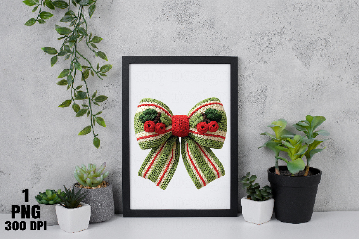 Christmas Coquette Bow Crochet Faux, an Illustration by Daily.Designs (Photo 3 of 5)