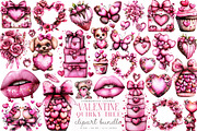 Watercolor Valentine's Day Clipart, an Illustration by SinaCreation (Thumbnail 1 of 7)