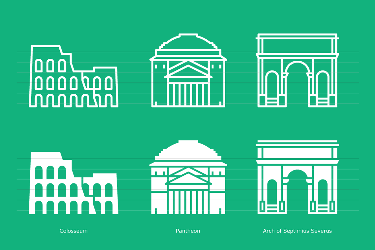 Landmarks of Italy - Rome, an Outline Icon by Jozsef Balazs-Hegedus (Photo 5 of 7)