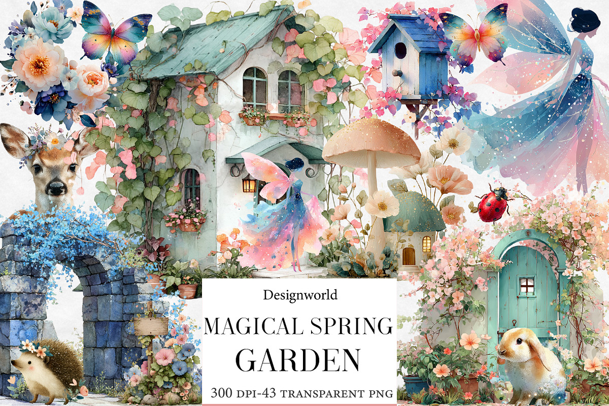 Magical Spring Garden Clipart, an Illustration by Designworld (Photo 1 of 6)