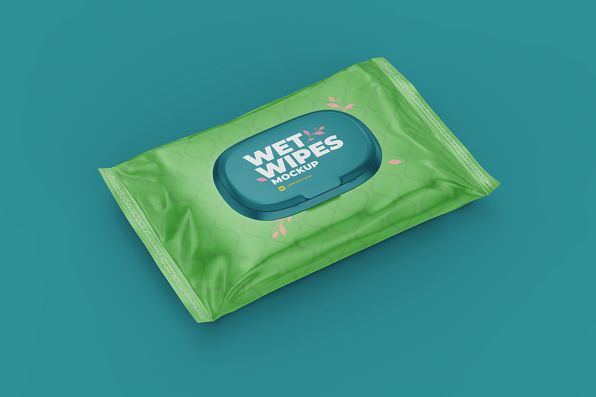 Wet Wipes with Cap Mockup angled, a Cups & Container Mockup by easymock (Photo 5 of 8)