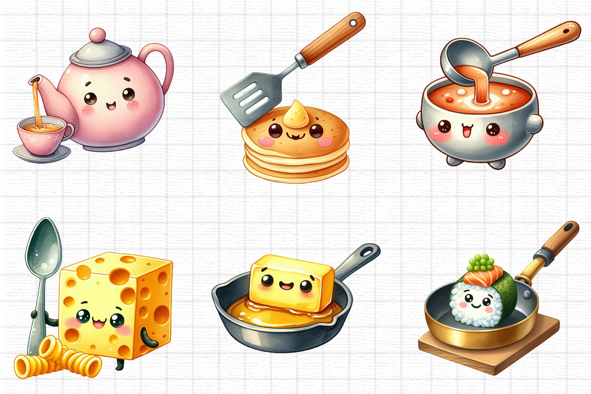 Kawaii Food Cooking Clipart, a Seasonal Illustration by Daily.Designs