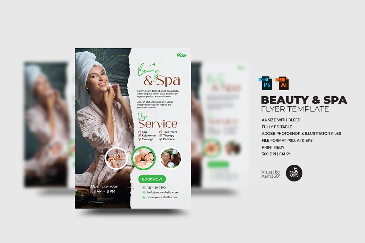 Beauty & Spa Center Flyer Template, a Flyer Template by Aam360 (Photo 1 of 3)