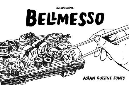 Bellmesso - Asian Quisine Fonts, a Handwritten Font by Konstantine Studio