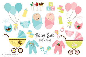 Baby Boy And Girl Vector EPS PNG Set