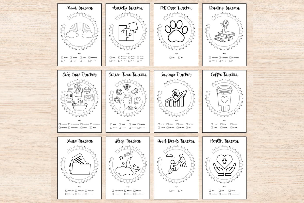 Monthly Habit Trackers BUJO Template, a Stationery Template by DigitalDoodlesToday (Photo 5 of 7)