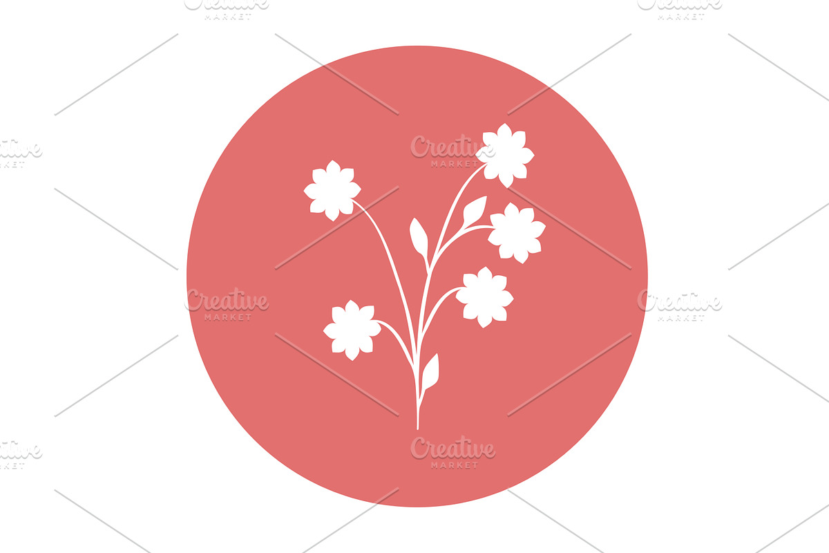 White cutout flowers with leaves in, an Object Illustration by okskukuruza