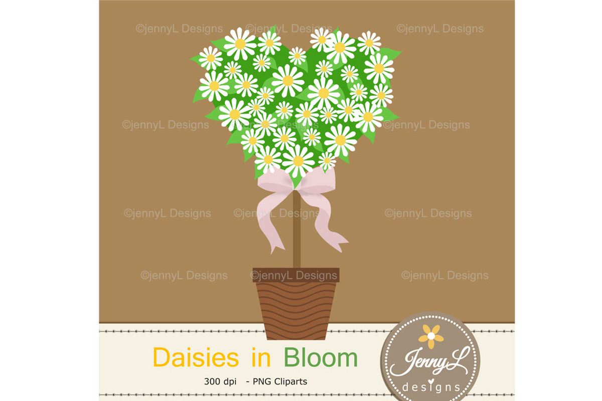 Daisy Flower Digital Paper Clipart, a Pattern Graphic by JennyL Designs (Photo 2 of 8)