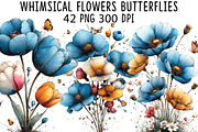 Whimsical Flowers Butterflies Clipar, an Illustration by CraftArtStudio (Thumbnail 1 of 6)