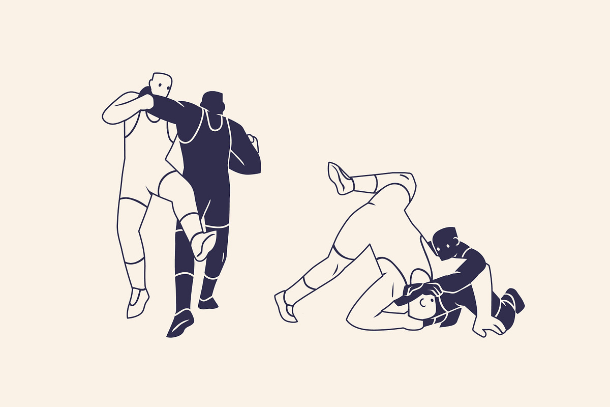 Wrestlers in fight, wrestling set, a Sport Illustration by PaperTrident (Photo 6 of 6)