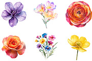 Watercolor Spring Flowers Clipart, an Illustration by Designking (Thumbnail 2 of 5)
