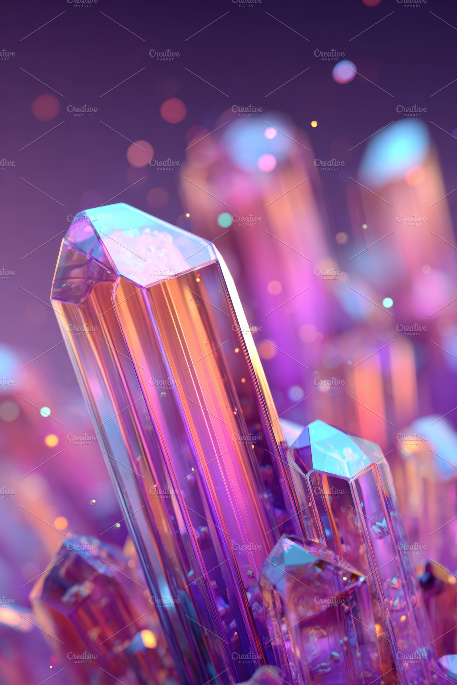 Colorful crystal cluster with sparkling effects, an Abstract Photo by AlyaAnd