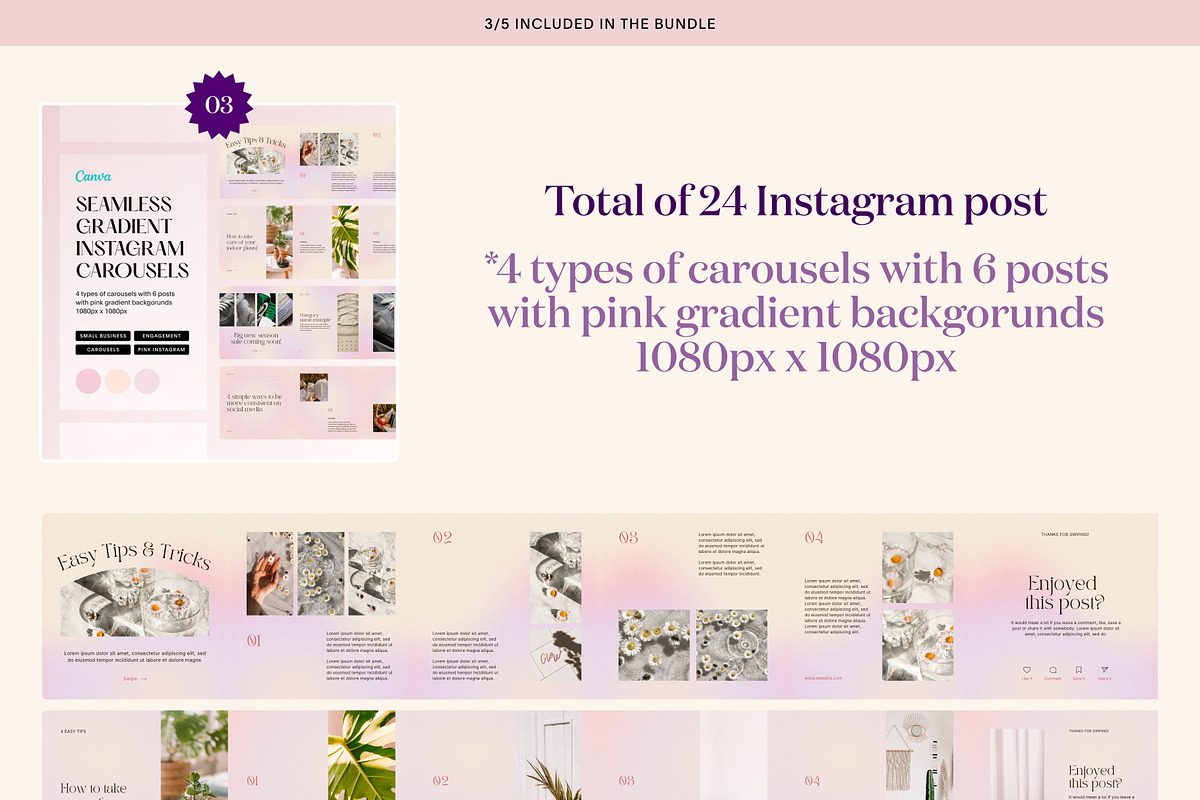 Pink Gradient Instagram Bundle, a Social Media Template by Alice Store (Photo 4 of 10)