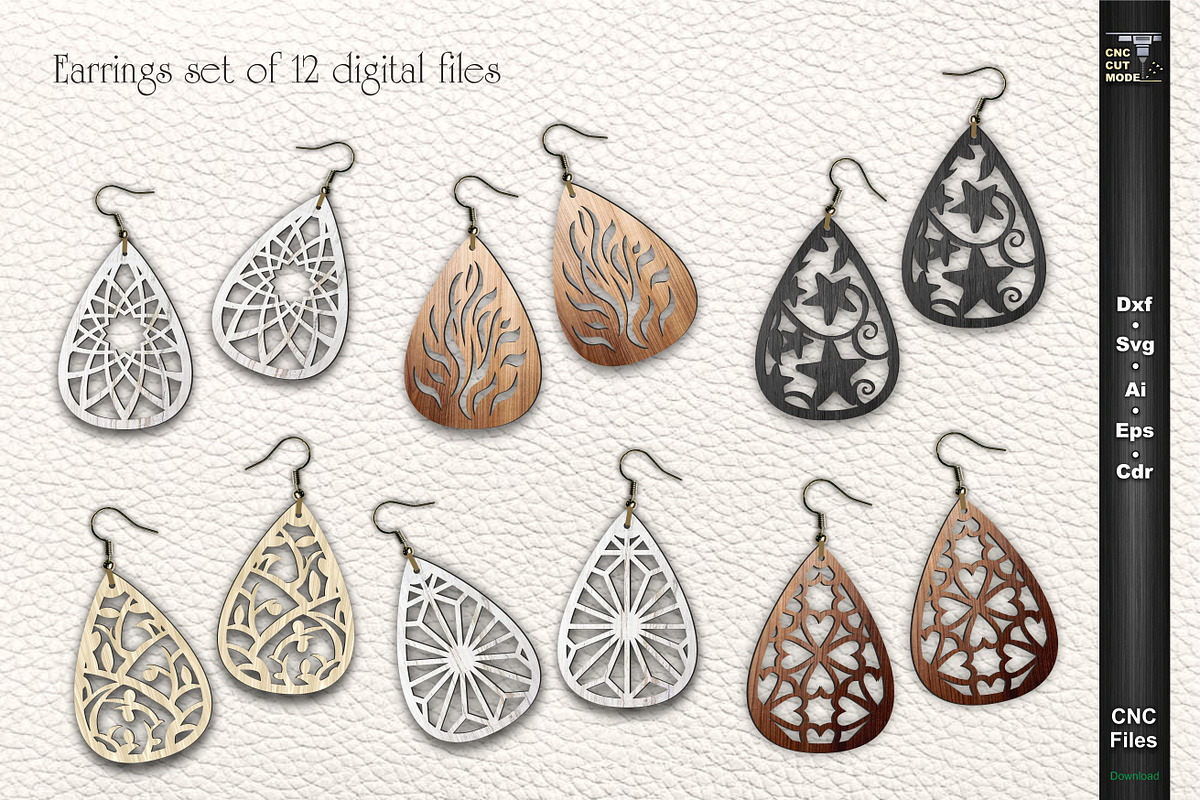 Svg Earrings laser cutting template, a Graphic by CncCutModel (Photo 1 of 3)